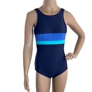 Land's End Women's One Piece Swim Suit Navy Blue Size 8